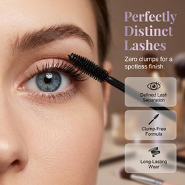Máscara de pestañas Tubing para mujeres maduras, maquillaje para pestañas que alarga, da volumen y riza, sin grumos y resistente a las manchas, cosmético diario para ojos. (Negro, 1 PCS)