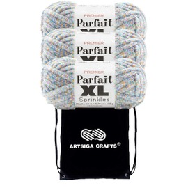 Premier Yarns Parfait XL Sprinkles Wildflower 2097-06 (3-Skeins - Same Dye Lot) Jumbo #7 Polyester Yarn for Crocheting and Knitting with Project Bag