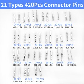 820Pcs Electrical Pin Connectors Kit, 420Pcs Car Wire Terminal Connector Pins 1/1.5/1.8/2.2/2.8/3.5mm Non-Insulated Plug Male Female Crimp Terminal Removal Tool Automotive Pin Connector Kit