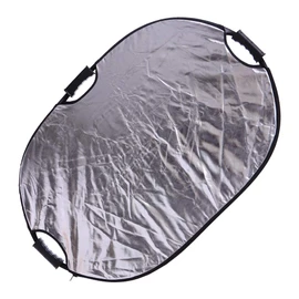 Konseen Photo Reflector Board with Handle, 23.6 x 35.4 inches (60 x 90 cm), Silver, White, Oval Reflex Board, 2 in 1 Folding, Studio Reflex Board, Multi-Reflex Board with Storage Pouch
