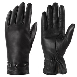 LADYBRO Black Winter Gloves for Women Touchscreen Warm Driving Lambskin Gloves Wool