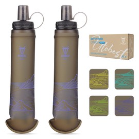 UTOBEST Weiche Wasserflasche, 500 ml, 2 Stück, TPU, faltbar, 42 mm Öffnung, BPA-frei, leicht zu reinigen, Hand-Trinkflasche zum Wandern, Radfahren, Klettern, Marathon