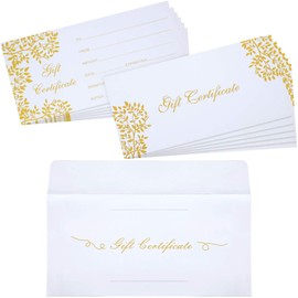 25 Pieces Blank Gift Certificates for Business with 25 Pieces Envelopes Vouchers Certificate Card, for Spa, Salon, Restaurants, Christmas, Birthday, Wedding, Baby Shower, 3.5 x 7 Inch