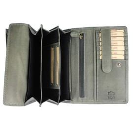 High Quality Large Vintage Leather Women's Purse Purse Soft Leather with Extra Many Compartments – 17.5 x 10 x 4 cm (W x H x D), gray, Vintage