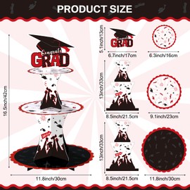 Nuenen Graduation Cupcake Holder Decoration 3 Tier Congrats Grad Party Cupcake Stand Tower Cardboard Grad Theme Dessert Stand for Graduation Party Supplies Favors(Red and Black)