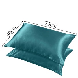 Aspire Homeware Pillow Cases 2 Pack - Super Soft Satin Pillowcase Feels Like Silk Pillowcase – Teal Silk Pillowcases for Hair and Skin Care (50x75cm)