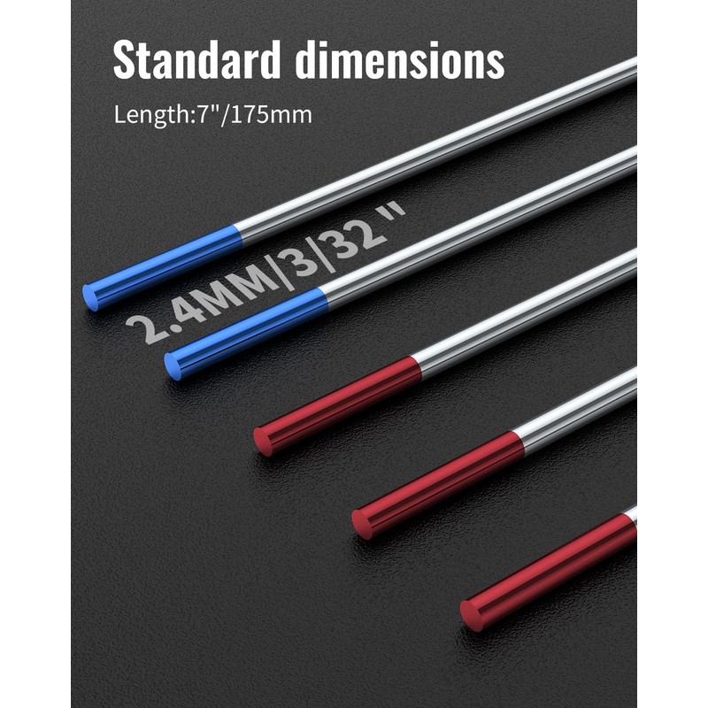 HITBOX TIG Welding Tungsten Electrode 3/32"x 7" Blue for Ac/Dc