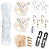 Clothesline Kit Outdoors, Clothes Line Pulley Kit, 164ft Polyester Clothes