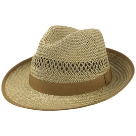 Lipodo Classic Straw Bogard Hat Women/Men - Sun Hat Made in Italy - Lightweight Straw Hat with Grosgrain Ribbon - Summer Hat with Wide Brim - Airy Hat Thanks to Braided Air Holes, natural