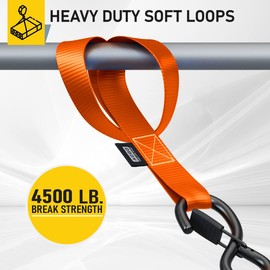 Soft Loop Tie Down Straps - 1,500 Load Capacity & 4,500 Lbs Breaking Strength - 6 Pack - Loops for Securing ATV, UTV, Motorcycles, Scooters, Dirt Bikes, Lawn & Garden Equipment - by AUGO