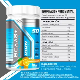 Aminoácidos Bcaas  Glutamina Iron Fit 1kg 100 Servicios                                                                                               