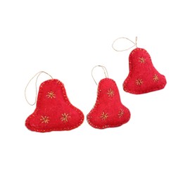 DeKulture Wool Felt Jingle Bells Christmas Ornaments (Set of 3) - Holiday Tree Decorations