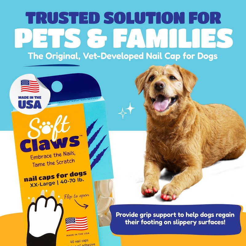 Soft Claws Dog Nail Caps, 40 XX-Large Nail Caps, Made