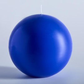 MOZEAL Hand-Poured, 6 Inch Blue Large Round Ball Candles - Elegant Blue Round Pillar Candles, Dripless, Unscented, Smokeless, Ideal for Summer Parties.