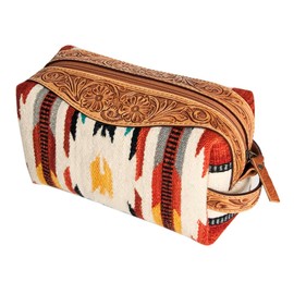 American Darling Toiletry Hand Tooled Saddle Blanket Fabric Genuine Leather Western Women Bag Handbag Purse | Toiletry Purse for Women | Cute Toiletry Bag | Toiletry Purse
