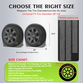 RV Tire Covers Sets of 2,Wheel Tire Covers for Trailers Travel Camper Truck SUV Van,Heavy Duty 600D Polyester,Waterproof Sun Rain Snow Protector,Universal Fits Tire Diameters 26-29Inch, Black