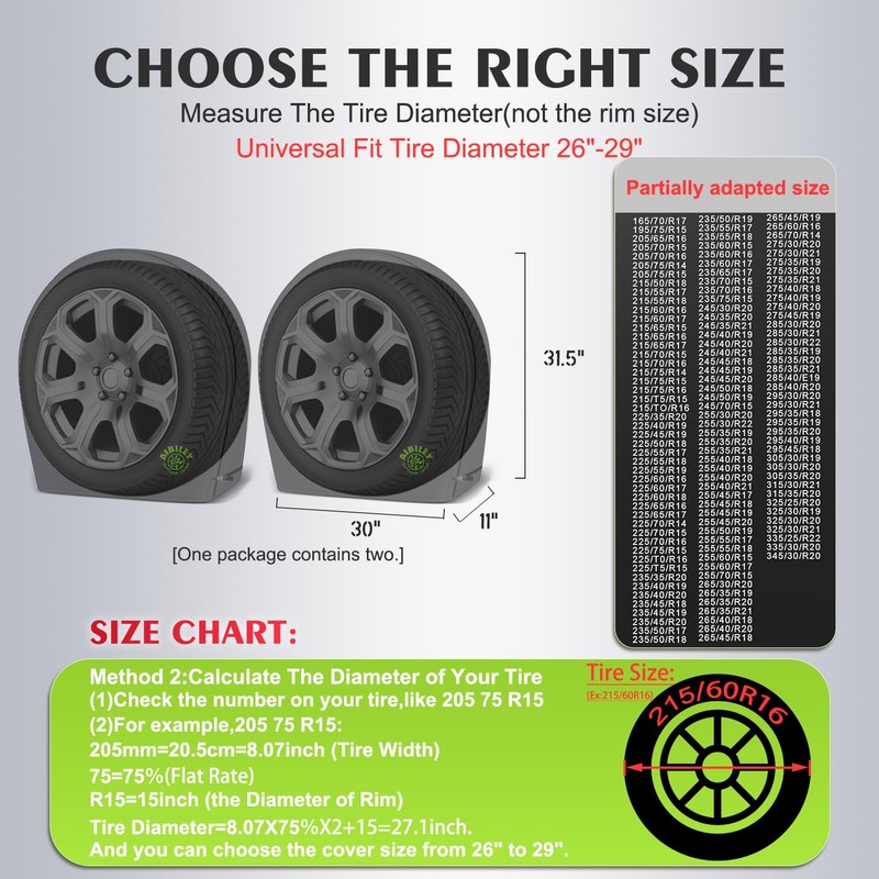 RV Tire Covers Sets of 2,Wheel Tire Covers for Trailers