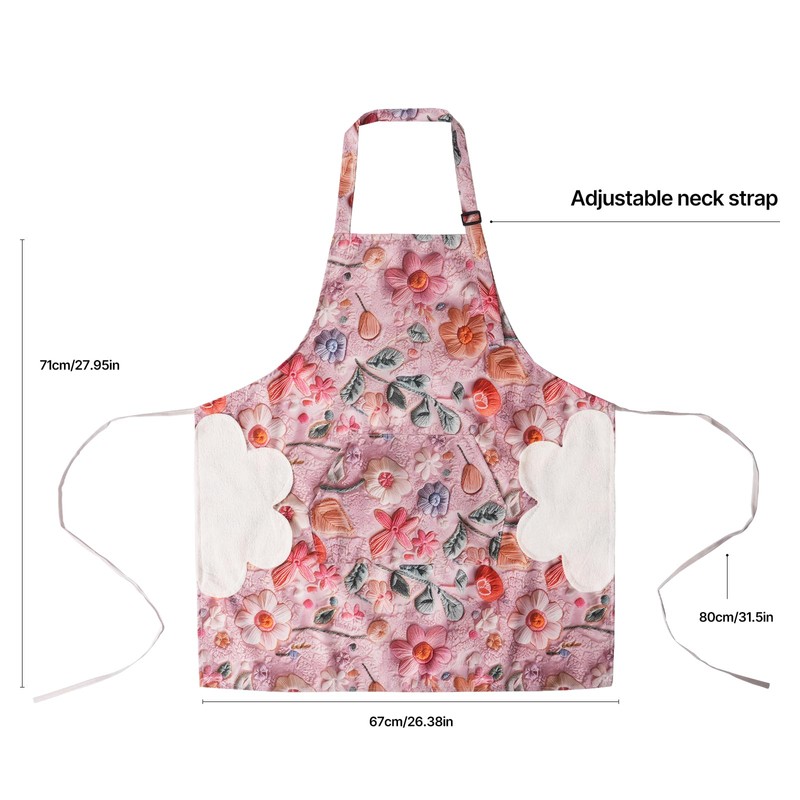 PUBMIND Floral Apron for Women with Pockets, Adjustable Chef Aprons
