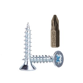 (Pack of 100) Galvanised Steel Wood Screws 5.0 x 25mm Pozi Drive Head Screws Fasteners Countersunk Chipboard Screws (Pack of 100)
