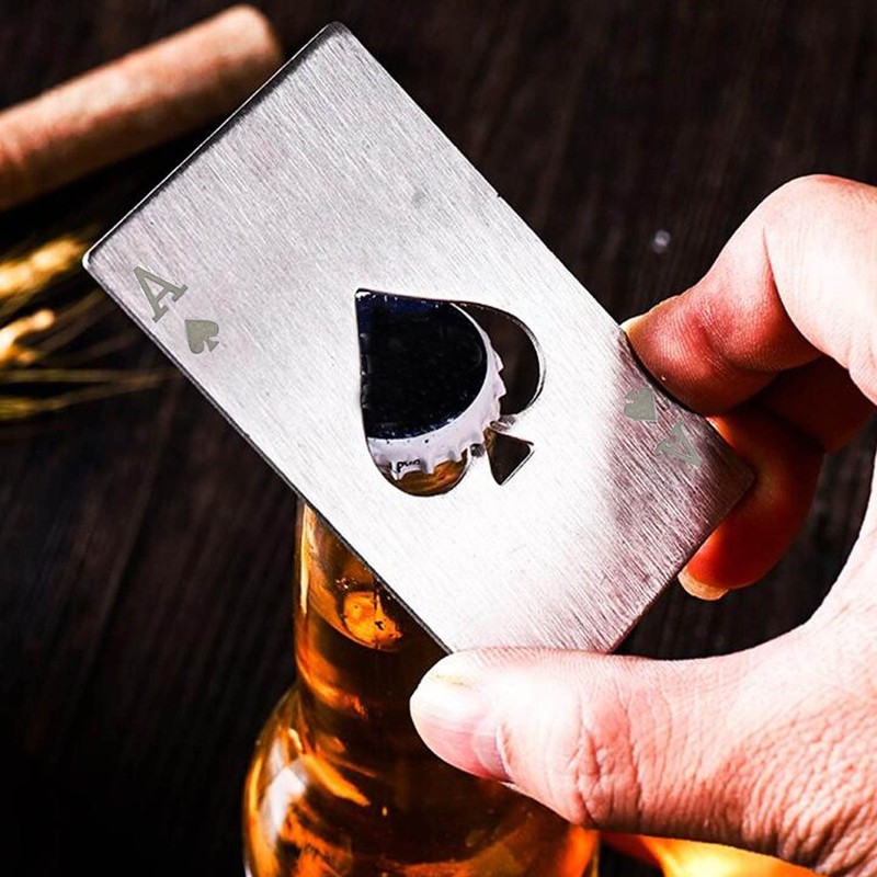 Lesencen Metal Card Bottle Opener Stainless Steel Silver with Engraved