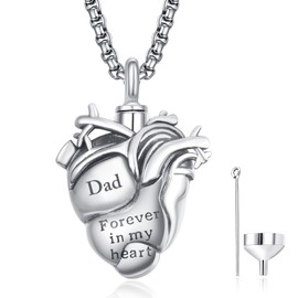 ADMETUS Urn Necklaces for Ashes 925 Sterling Silver Ash Necklace Cremation Jewellery for Men with 2.5 mm 22 Inch + 2 Inch Rolo Chains, Sterling Silver, No Gemstone