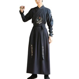 Chinese Ancient Traditional Swordsman Costume Embroidery Clothing Dynasty Knight Martial Arts Outfit (25# Black, M)