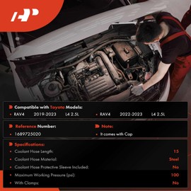 A-Premium HVAC Heater Hose Pipe Line Assembly with cap Compatible with Toyota RAV4 2019-2023, Venza 2022-2023, 2.5L