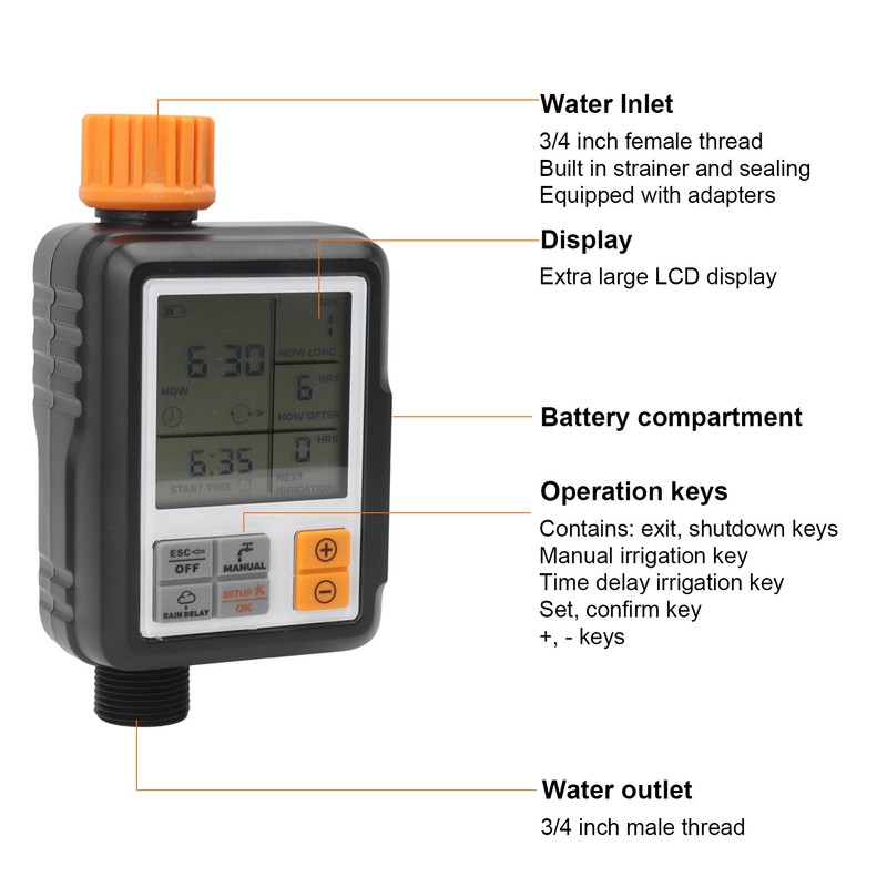 Water Timer Programmable Delay Manual Watering Automatic Irrigation Controller System