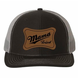 Mama Tried Black Sheep Leather Patch Hat, Funny Hat for Mom, Richardson Patch Hat, Richardson Caps, R112, Cap Daddy, Black Charcoal