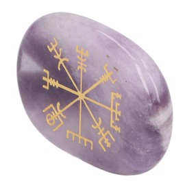 Meditation Symbol Stones Engraved Viking Symbol Stones Healing Emotions for Meditation (Amethyst)