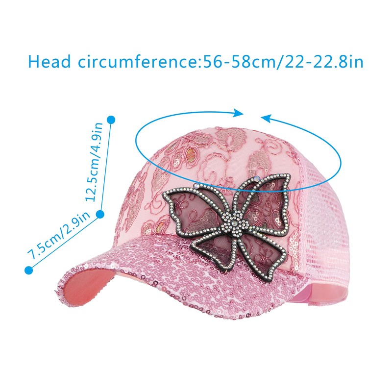 Meliyya Mesh Baseball Cap Rhinestone Butterfly Baseball Cap Summer Sequins