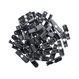 Guifeng 50PCS 12mm Black Zipper Pull Cord End Lock Plastic Shoelace Clip Buckle for Luggage Replacement Part