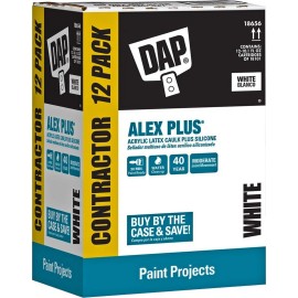 FixtureDisplays 10.1oz White Alex Plus All Purpose Acrylic Latex Caulk Plus Silicone 1=12pk