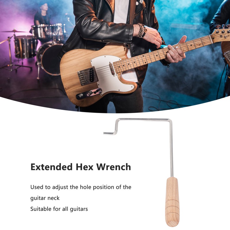 Guitar Hex Wrench Extended 4mm Hex Key Solid Wood Handle