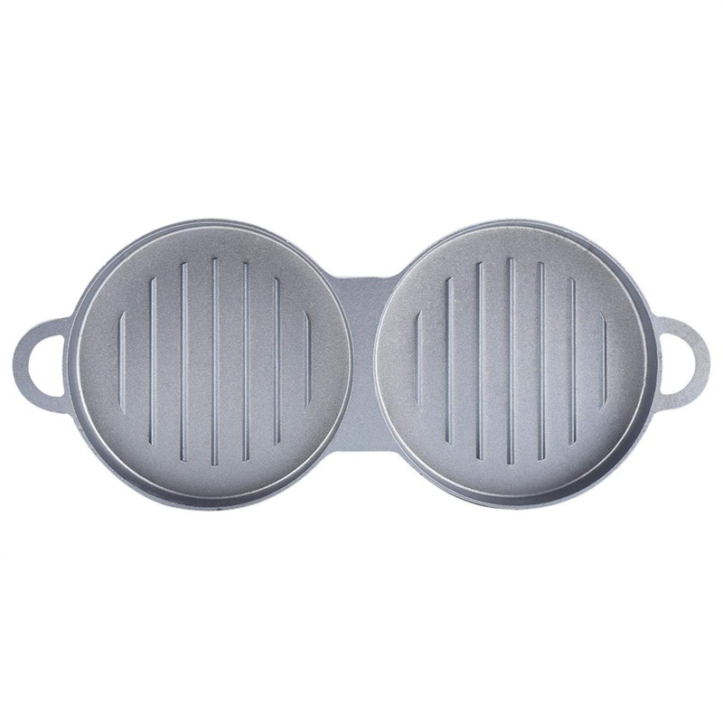 Non-Stick Double Burger Press Mould Aluminum Alloy with Wooden Handle