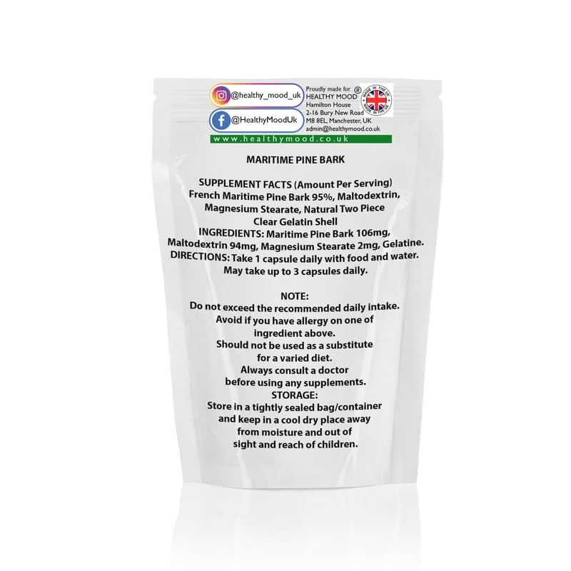 Maritime Pine Bark 100mg Veg Capsules – Antioxidant Supplement for