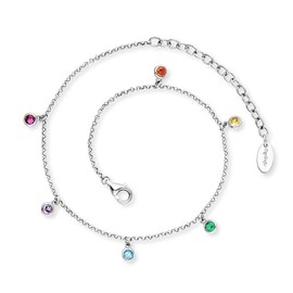 Engelsrufer Moonlight Women's Anklet Sterling Silver with Zirconia – Lobster Clasp – Adjustable in Length – Nickel-Free, Sterling Silver, Cubic Zirconia