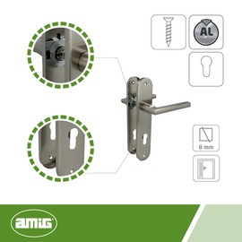 Amig - Steel Plate Handles for Doors | Mod. MAI PB85 | 240 x 45 mm | 8 mm Square | Elegant and Simple Design | Key | Brushed Aluminium Nickel