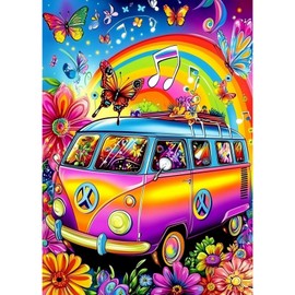 TOSTOG Diamond Painting Kits for Adults,Bus DIY Diamond Art Kit Full Drill Diamond Crystal Rhinestone Arts and Crafts Picture for Home Wall Decor 30x40cm