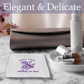 JRTW Mother in Law Gifts Jewelry Tray, Mother-in-Law Gifts Ceramic Jewelry Dish Tray for Rings & Earring for Women, World's Best Mother in Law Purple Rose Floral Ring Trinket Dish for Women