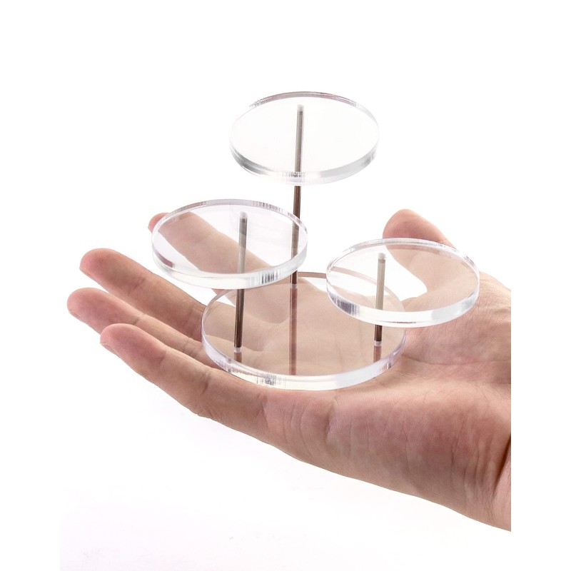 QWORK® 3-Tier Mini Acrylic Display Stand, Round Transparent Acrylic Display