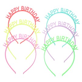 Kisangel 6pcs Glow the Dark Birthday Theme Hair Bands for Headbands for Birthday Party Celebrations