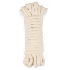 Enenes Craft Rope 1/4 INCH Braided Rope Cotton Rope 65 Feet Clothesline All Purpose Braided Cord for DIY Rope Basket/Mat as Candle Replacement Wick Self Watering Rope for Potted Plants (6MM, 65 Feet)