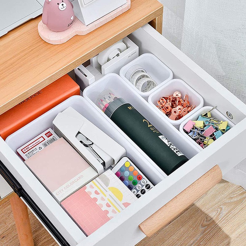 Pack of 8 Drawer Organiser, Organiser Storage Box, Plastic Drawer