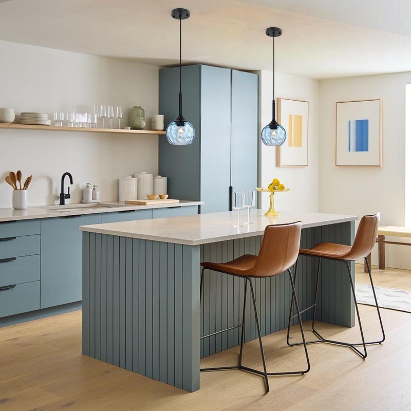 JHLBYL Blue Glass Pendant Light fixtures, Mini Glass Pendant Light