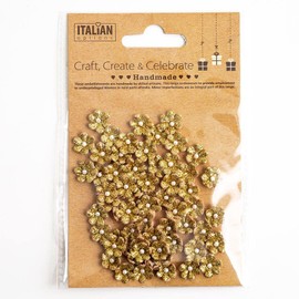 1cm Mini Glitter Paper Craft Flowers - Gold (Pack of 60)