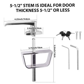 Shed Door Latch L-Handle Lock Kit with 4 Keys, BTEOBFY 5-1/2" Stem Storage Barn Shed Door Hardware Lock Set for Playhouses, Chicken Coops, Camper (Silver)