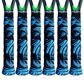 Alien Pros Tennis Racket Grip Tape (6 Grips) – Tac Moisture Feel Tennis Grip – Tennis Overgrip Grip Tape Tennis Racket – Wrap Your Racquet for High Performance (6 Grips, Blue Waves)
