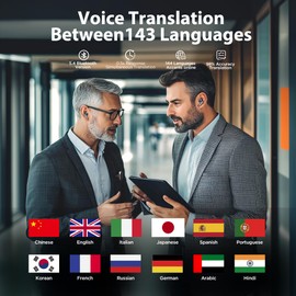 AI Language Translation Earbuds Real-Time 2-Way Translator with 143 Languages & Accents, 3-1 Wireless Earbuds Smart Touch Control, 60H Earbuds for Travel Business Learning, fit iOS and Android V-01