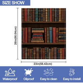 Bookshelf Theme Dishwasher Magnet Cover,Front Dishwasher Cover Decoration Reusable Decorative Magnetic Cover for Home Kitcen Appliance 23x26 Inch